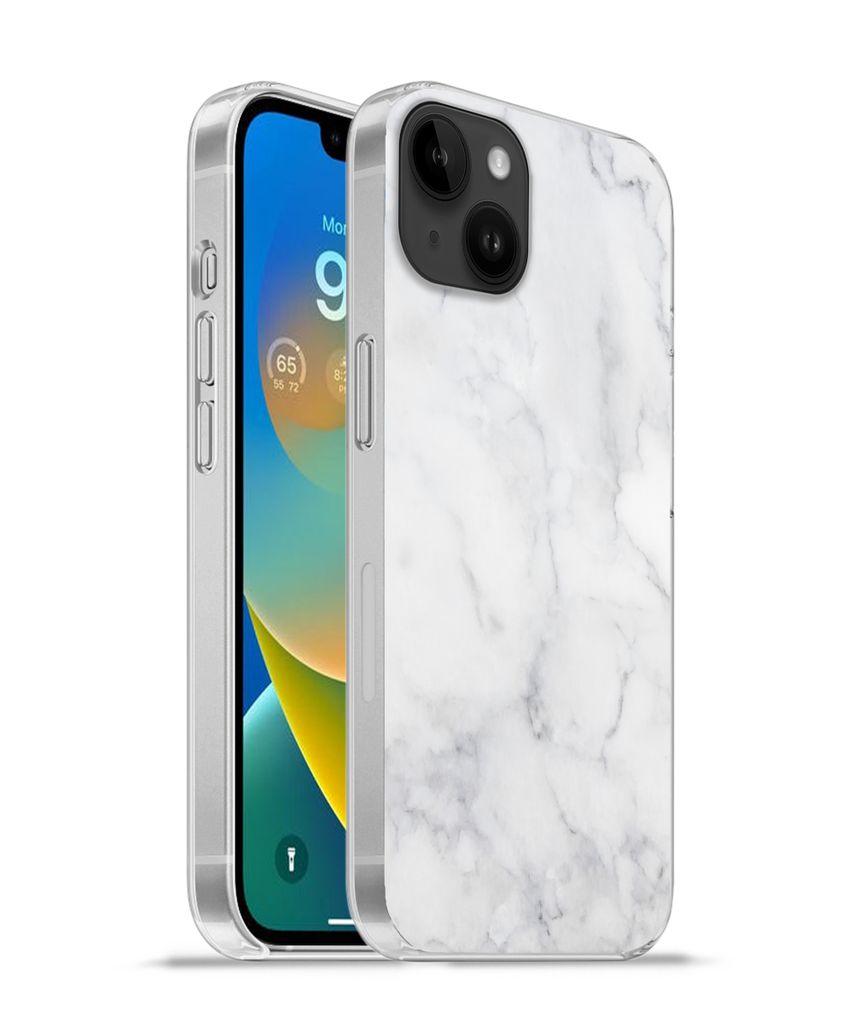 MuchoWow Handyhülle Schutzhülle Hülle für Apple iPhone 14 Plus - Soft case Marmor - Weiß - Grau - Luxus - Marmoroptik - Stein Silikon Softca...