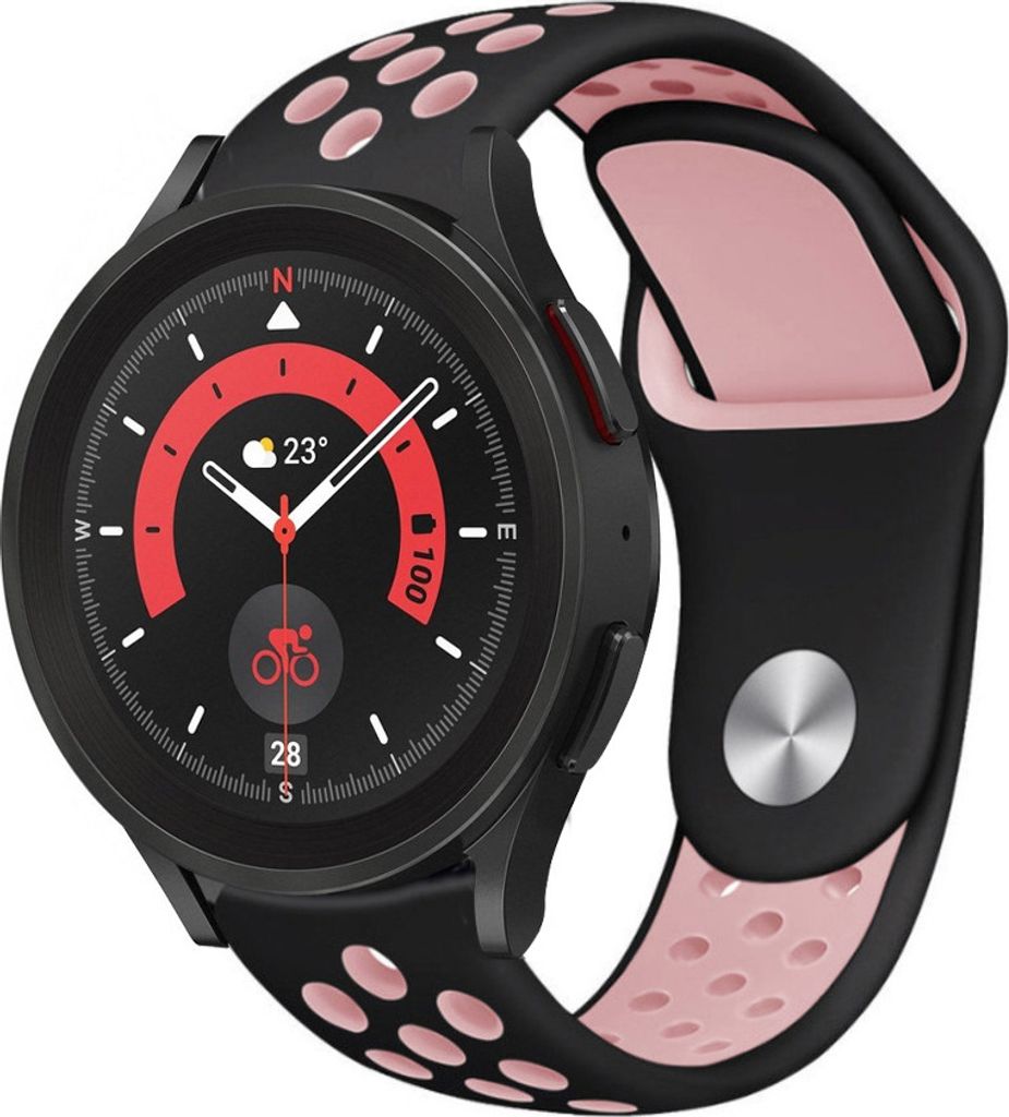 Strap-it Samsung Galaxy Watch 5 Pro Sportarmband (Schwarz/Rosa)