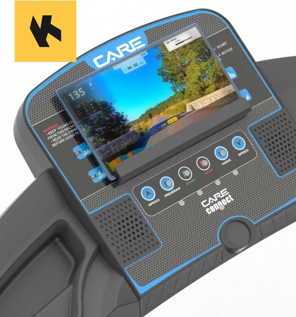 Tapis de course CARE 14km/h interactif Kinomap avec écran LCD et Bluetooth