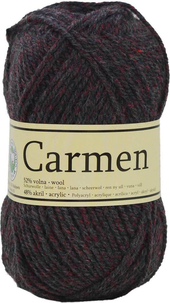 50g Strickgarn Carmen 52% Schurwolle Wolle Garn Strickwolle Farbauswahl, Farbe:grau-rot meliert