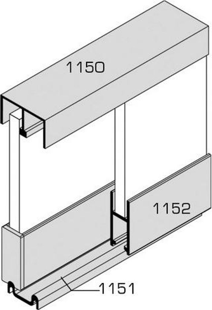 Untere Schiene 1151 silber VACHETTE für Schiebevitrine - 5 Meter - 343141