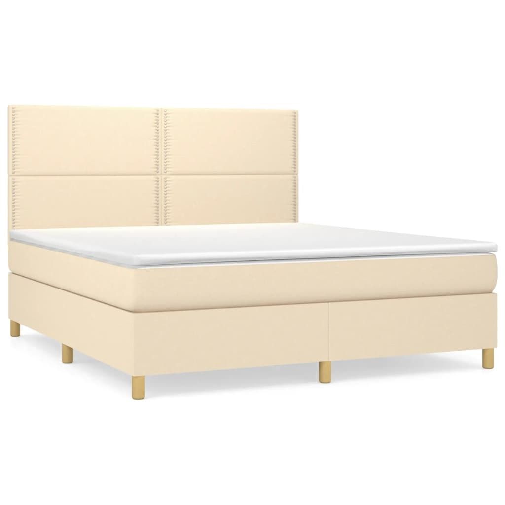 "im Sonderangebot"Boxspringbett Modernes/Doppelbett - Polsterbett Erwachsene/r /Kind - mit Matratze Creme 180x200cm Stoff - Klassische Betten DEMö...