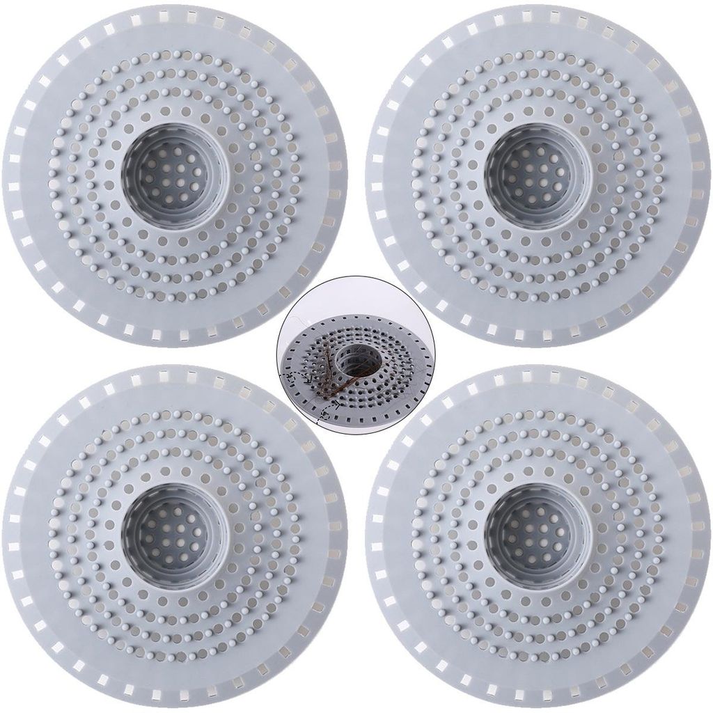 Duschabfluss Haarfänger 4er Set, Silikon Abflusssieb mit Produktbild 