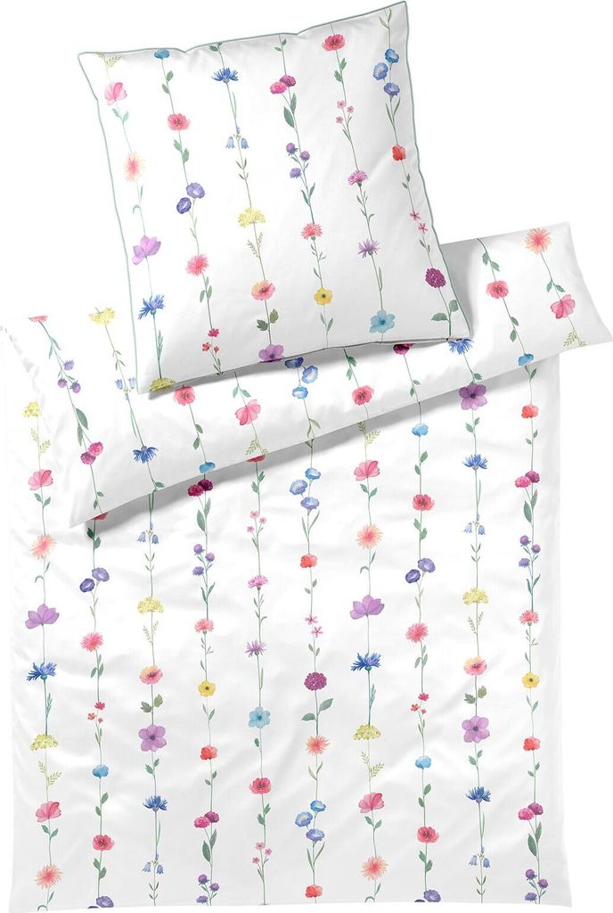 elegante Bettwäsche-Garnitur Bambus-Baumwoll-Satin Flower Show Farbe Weiss Größe 135x200+80x80