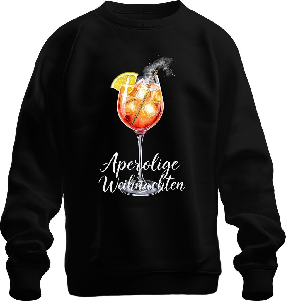 Aperolige Weihnachten Aperol Spritz Cocktail Glas Geschenk Party Uni Sweatshirt Pullover, Schwarz, 3XL