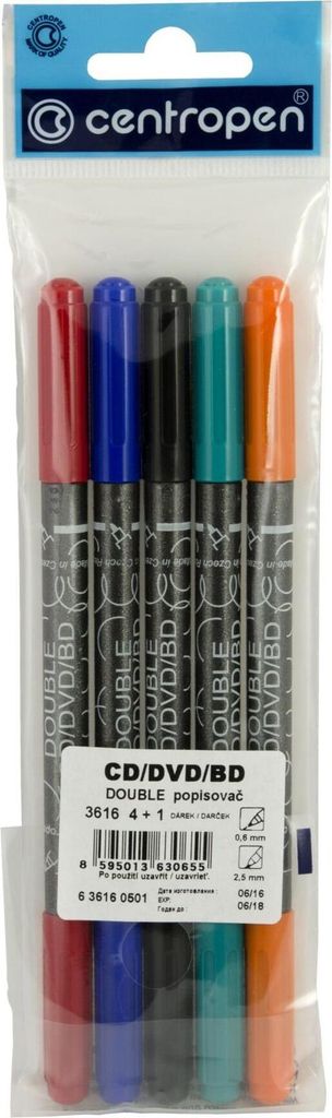 Marker Centropen 3616 für CD / DVD / BD permanent - 4er Set + 1 gratis