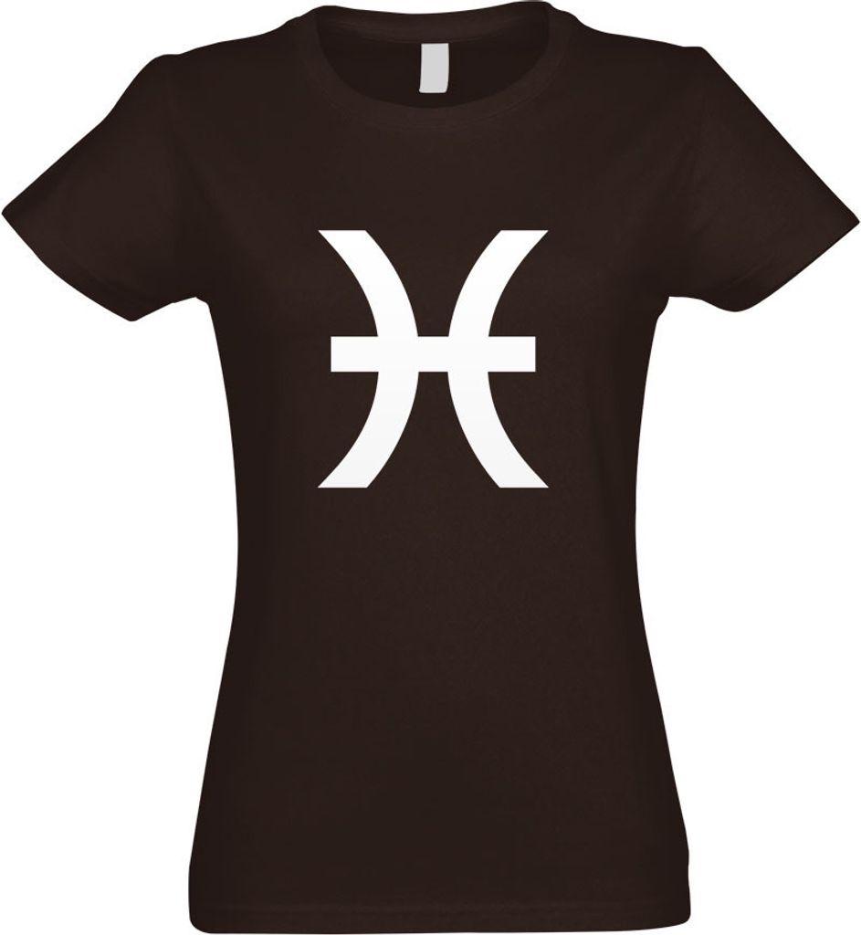 Kiwistar - T-Shirt tailliert - Damen - Chocolate - Fische Sternzeichen - mit Motiv Bedruckt - Funshirt Design - Sport - Freizeit - Damen - L