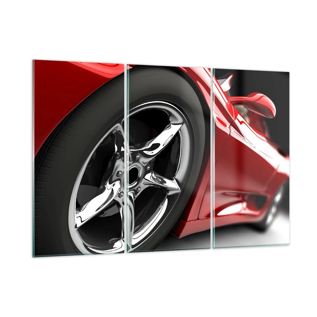 Bilder auf glas - Sportwagen Rad Felge - 105x70cm - Glasbilder - Wandbilder - Kunstdruck - zum Aufhängen bereit - Wanddekoration aus Glas - Glas B...