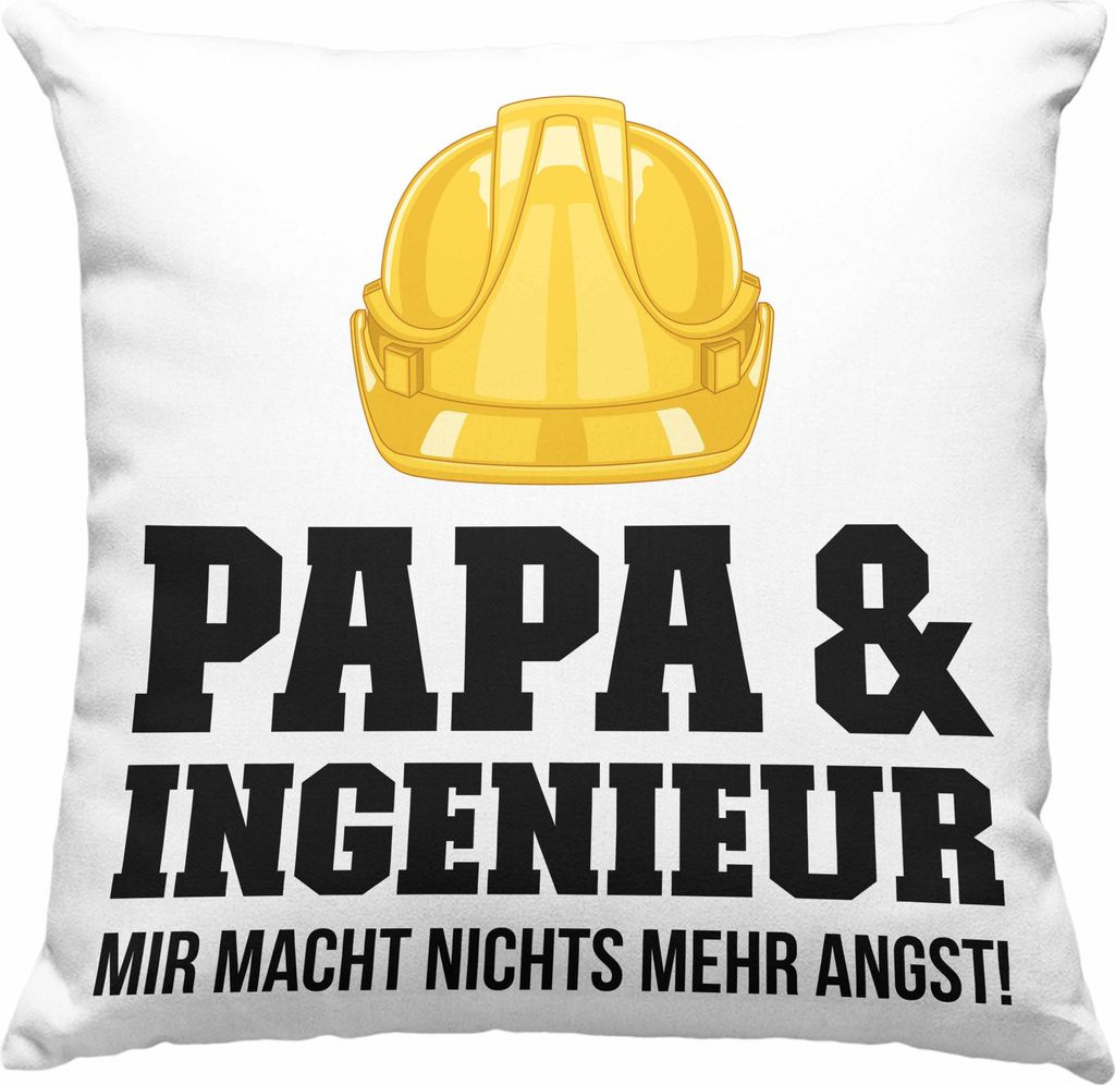 Trendation - Ingenieur Papa Deko-Kissen mit Füllung 40x40 Gadget Geschenk Ingeneur Deko-Kissen mit Füllung 40x40 Geschenkidee (Blau)