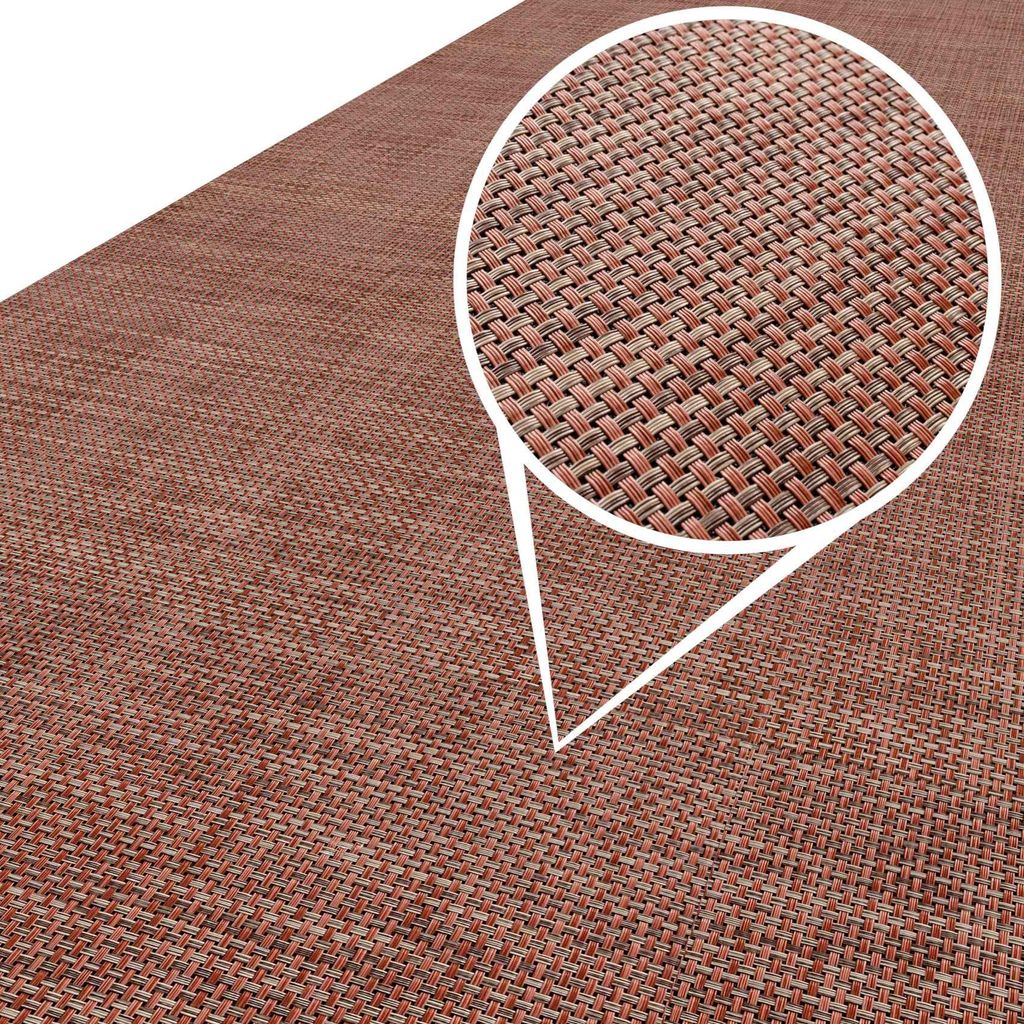 Outdoorläufer Teppich Läufermatte TATAMI Rot Rattan Robust Breite 100cm Länge 120cm