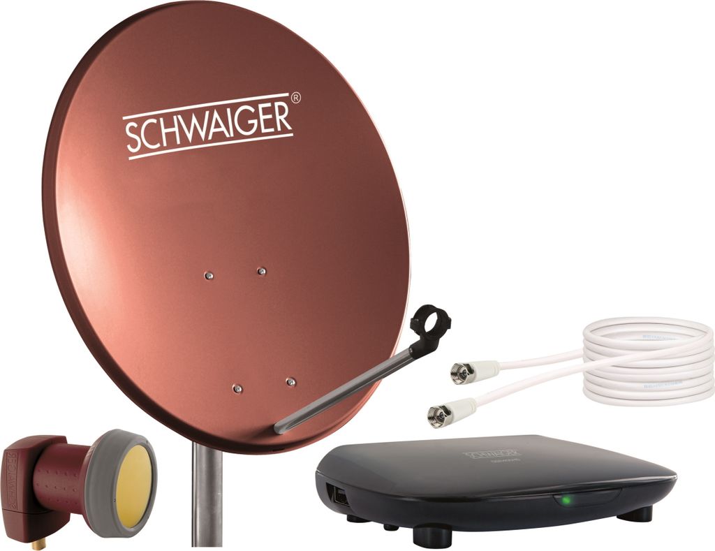 Satellitenanlage Set Ziegelrot Stahl 55 cm mit Receiver Produktbild 