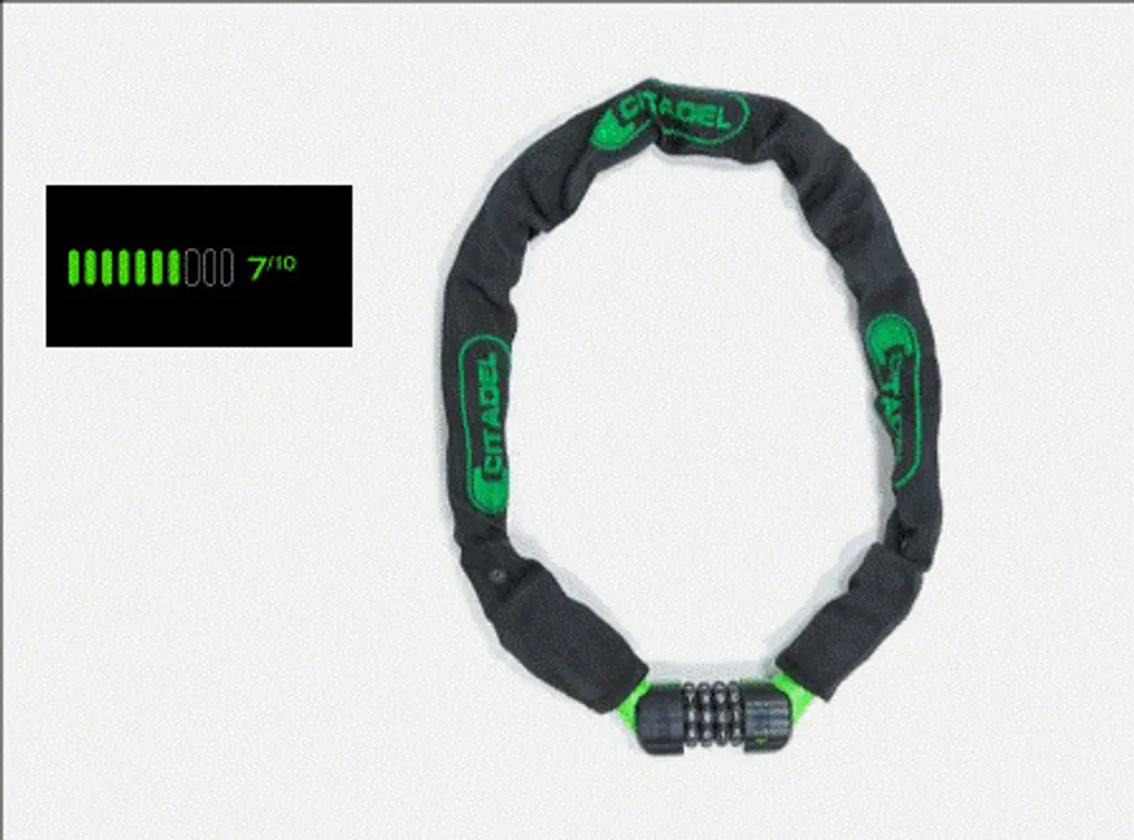 Antivol Cadenas Citadel CCH 85/8/C avec Chaîne en Acier Noir et Vert