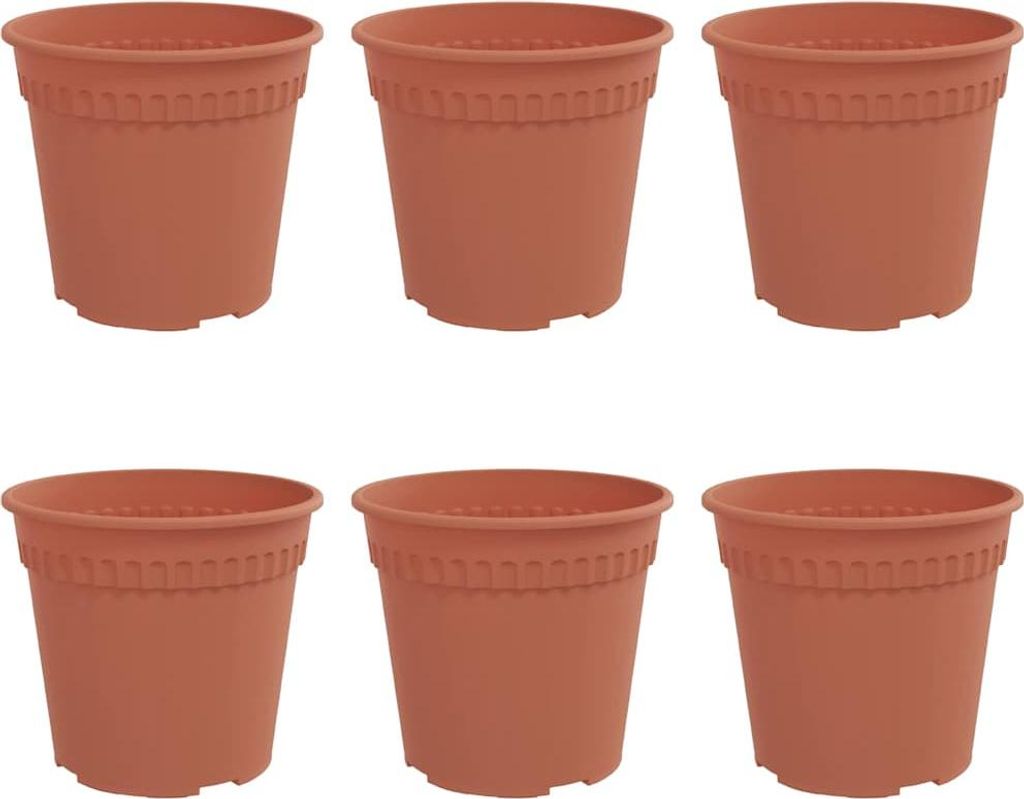 Runder Blumentopf 6 pcs Ziegelrot Ø 17 x 14 cm Kunststoff