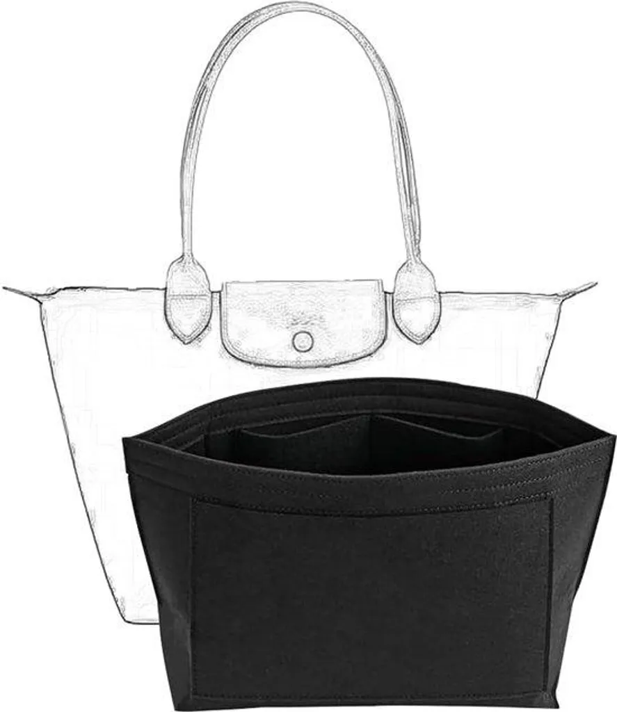 Insert de sac noir Vilten multi-poches pour sac Longchamp L noir feutre