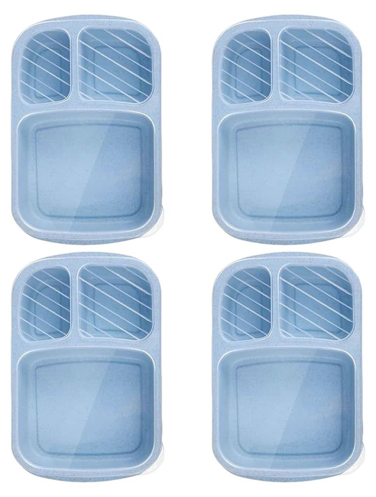 4-teilige Lunchbox mit 4 Fächern, Snackbehälter mit Deckel, BPA-frei, wiederverwendbar, stapelbar, ideal für Arbeit, Reisen und Picknicks