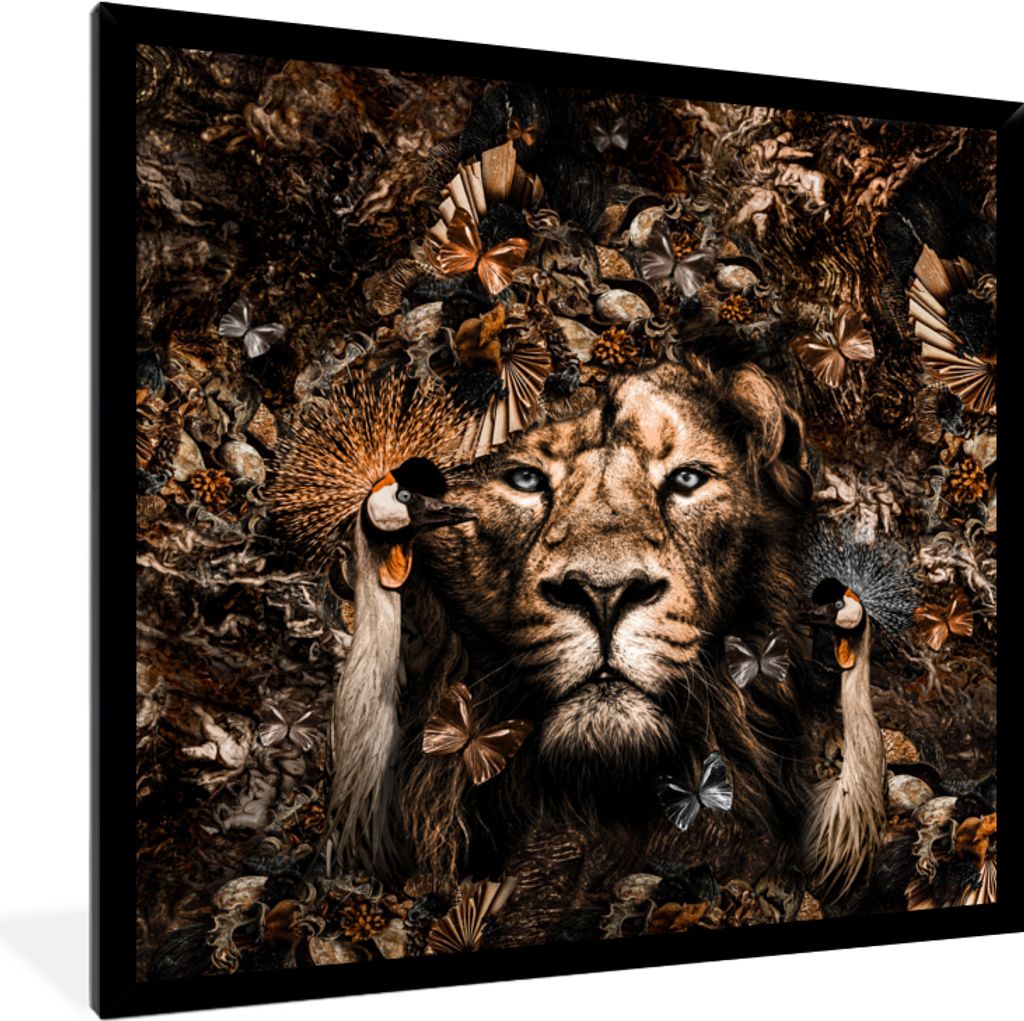 MuchoWow Gerahmtes Poster Tiere - Schmetterlinge - Vögel 40x40 cm - Poster mit Schwarzem Bilderrahmen Wandposter Rahmen Foto Bilder - Mit Rahmen...