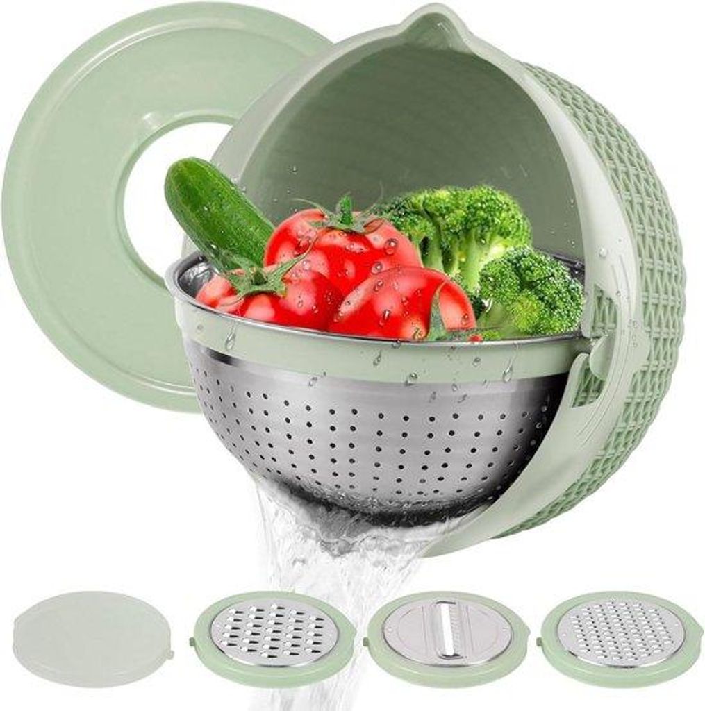 Kunststoff-Seiher mit Reibeabdeckung, Edelstahl, für Reis, Gemüse, Obst, Pasta