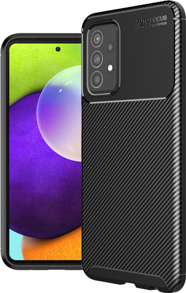 Techsuit Carbon Fiber Back Cover Hülle für Samsung Galaxy A52 4G/5G / A52s - Schwarz