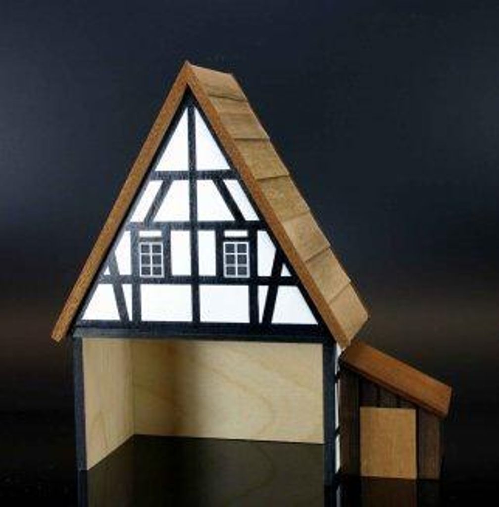 Holzdekoration Miniatur Fachwerkhaus HxBxT =11x6x4 cm NEU
