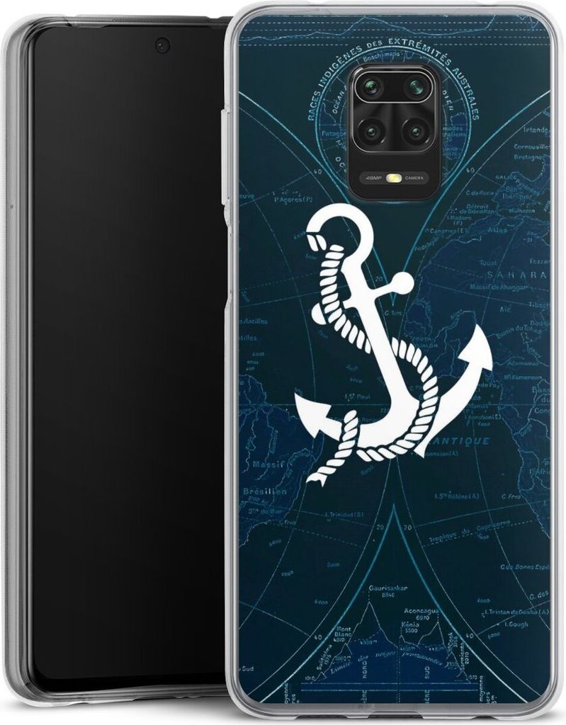 DeinDesign Handyhülle für Xiaomi Redmi Note 9s Silikon Hülle Case Smartphone Schutzhülle Anker Landkarte Segeln