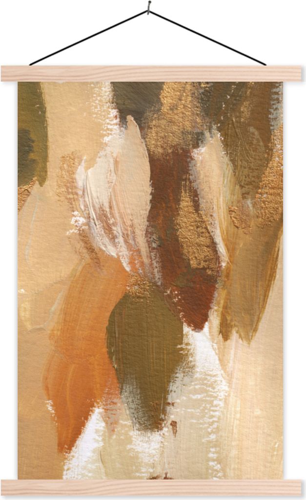 MuchoWow Textilposter Farbe - Grün - Orange 40x60 cm mit holzfarbenen Rahmen - Poster