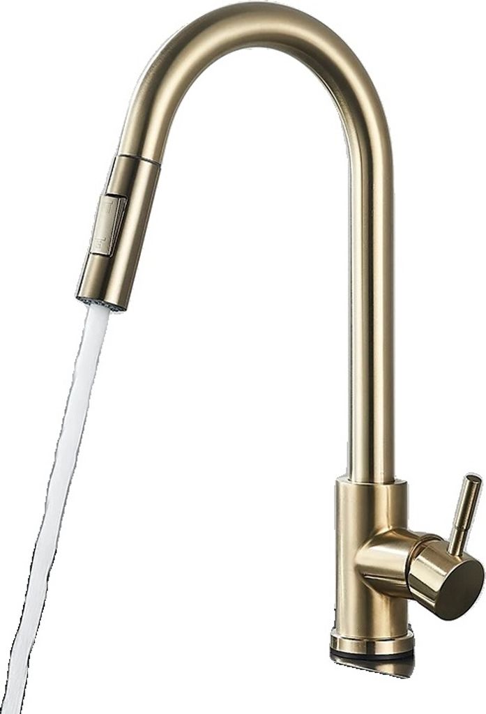 Küchenarmatur, Touch-Steuerung, ausziehbare Auslauf, Gebürstetes Gold