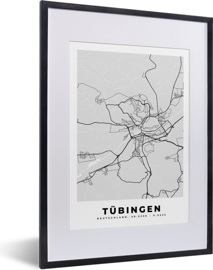 MuchoWow® Gerahmtes Poster Karte - Tübingen - Karte - Produktbild 