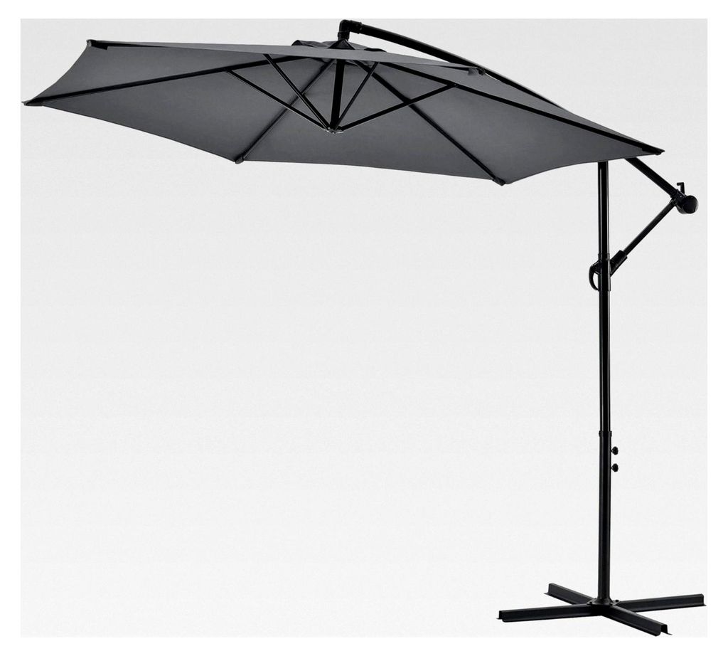 Ampelschirm 'Budva' mit einem Durchmesser von 270 cm, Sonnenschirm für Garten, Terrasse und Strand, Polyester, Stahl, Grau