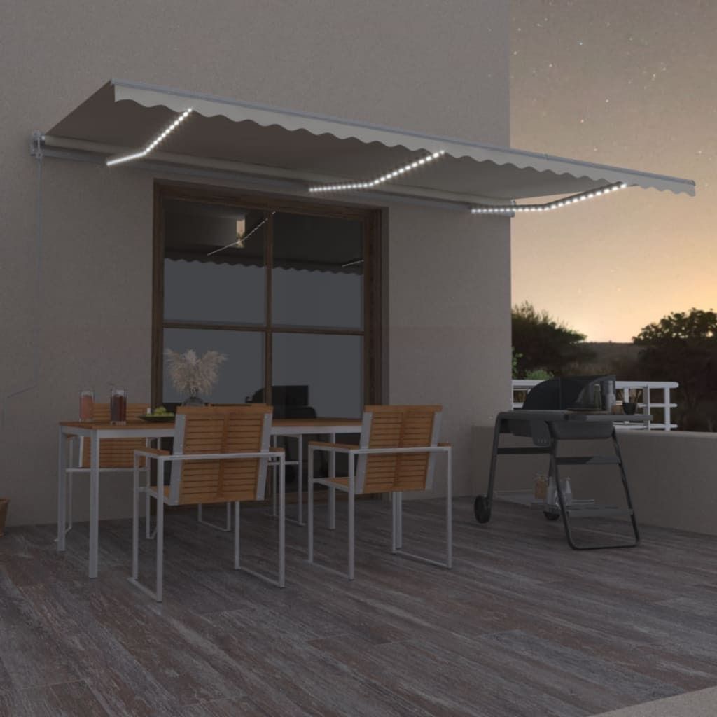 "2026 Promotion" Automatische Markise mit LED & Windsensor 600x300 cm Creme - Markisen CC3826