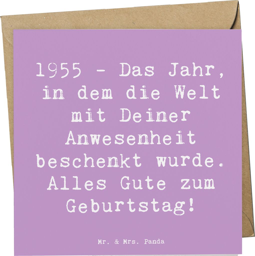 Mr. & Mrs. Panda Grußkarte Spruch 1955 Geburtstag - Lavendeltraum - Geschenk, Geburtstagszitat, das Jahr, Geburtstagsfeier, Alter, Happy Birthday,...
