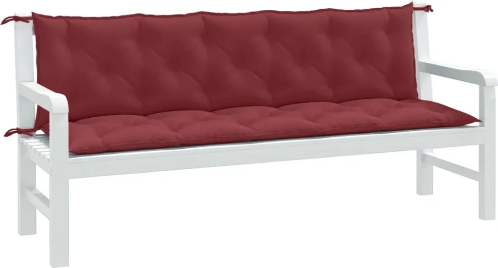 Coppia Cuscini per Panca 180x50 Rosso Vino - Imbottitura 7cm Morbida - 2