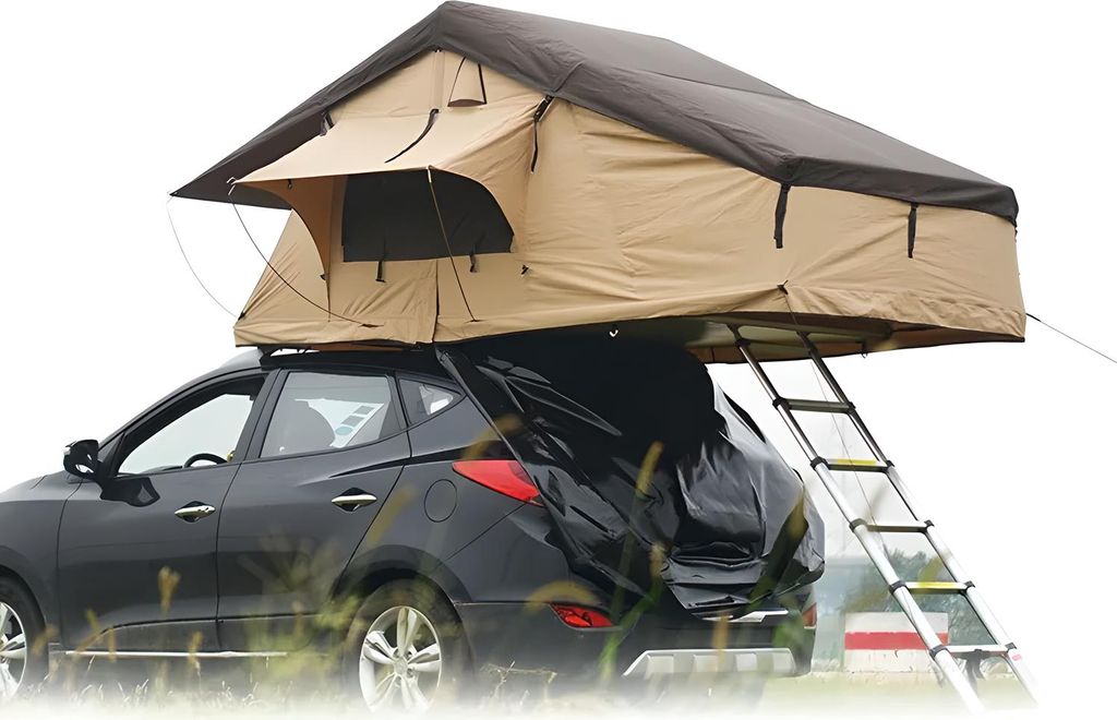 Autodachzelt Dachzelt Soft Case Khaki inkl. Außenschutzplane und LED-Licht. 163x125x126cm