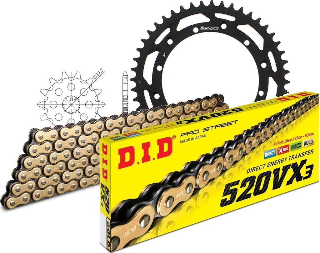 DID Kit Stahl Kompatibel mit Yamaha WR125 91-98/YZ125 97-98 13-48-112 DID520VX3(G&B) Niet