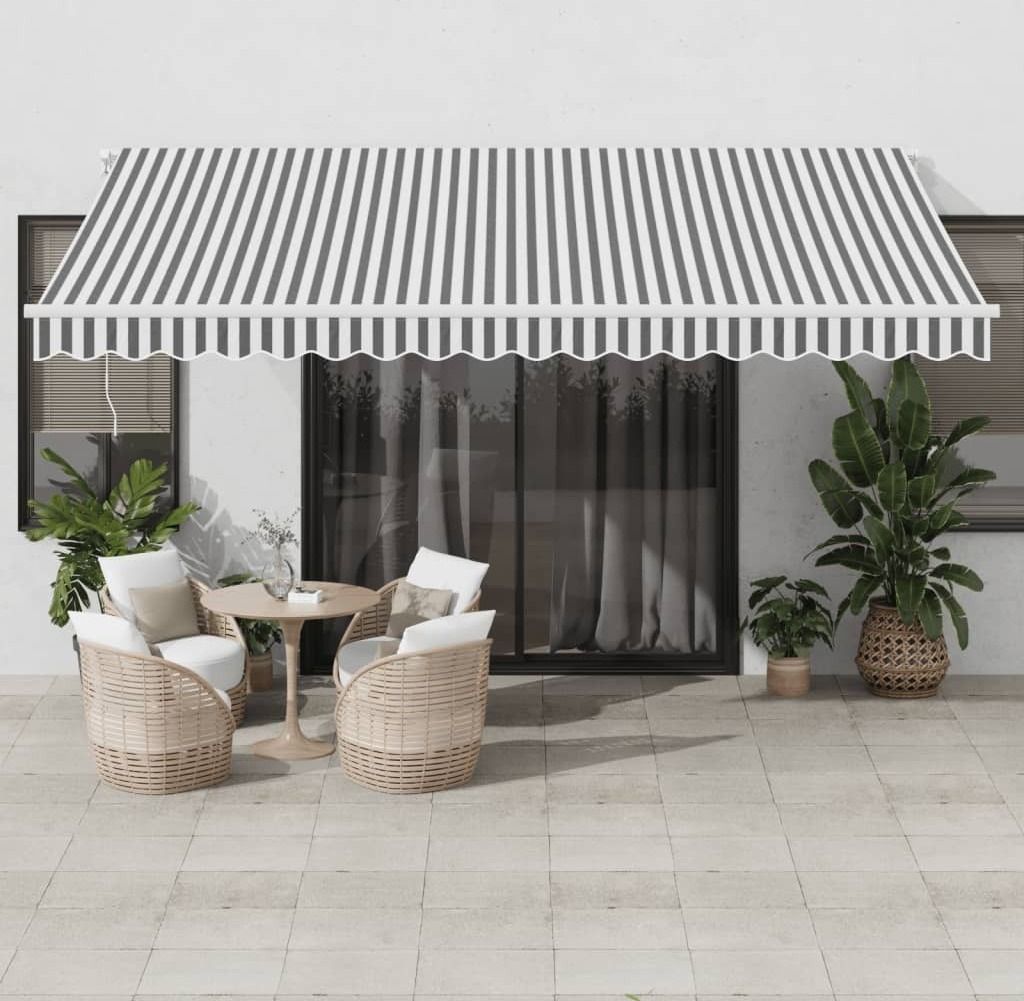 Schlichtes Markise Automatisch mit LED Anthrazit & Weiß 450x350 cm UV-beständig Markisen DE8467