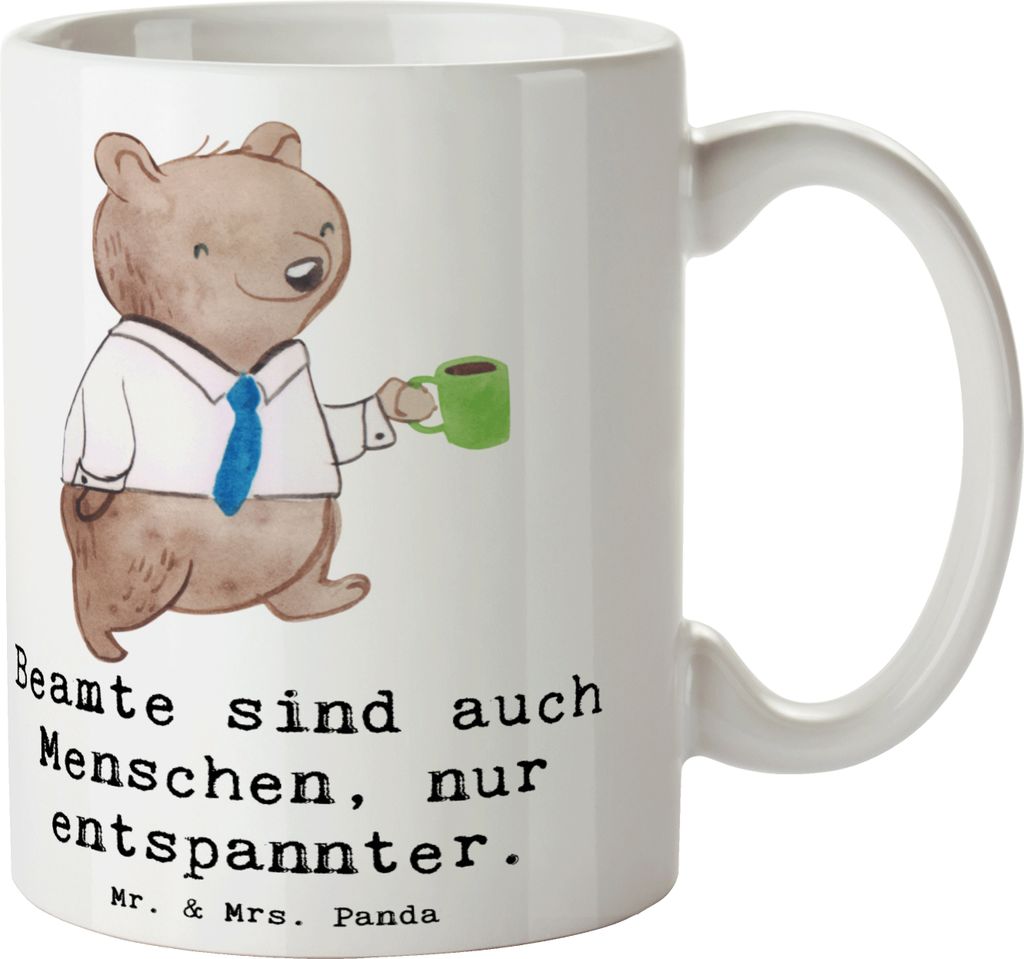 Mr. & Mrs. Panda Teetasse Beamtin Entspannt - Weiß - Geschenk, Berufe, Pott, Mutter, Kaffeebecher, Becher, Spruch, Beruf, Jubiläum, Geschenke mit...