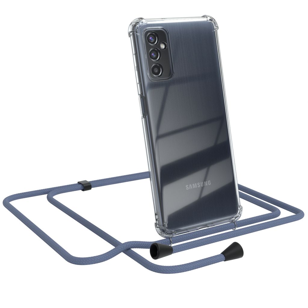 EAZY CASE Handykette kompatibel mit Samsung Galaxy M52 5G, Handyhülle mit Umhängeband, Handykordel, Schutzhülle Clear, Band in Grün