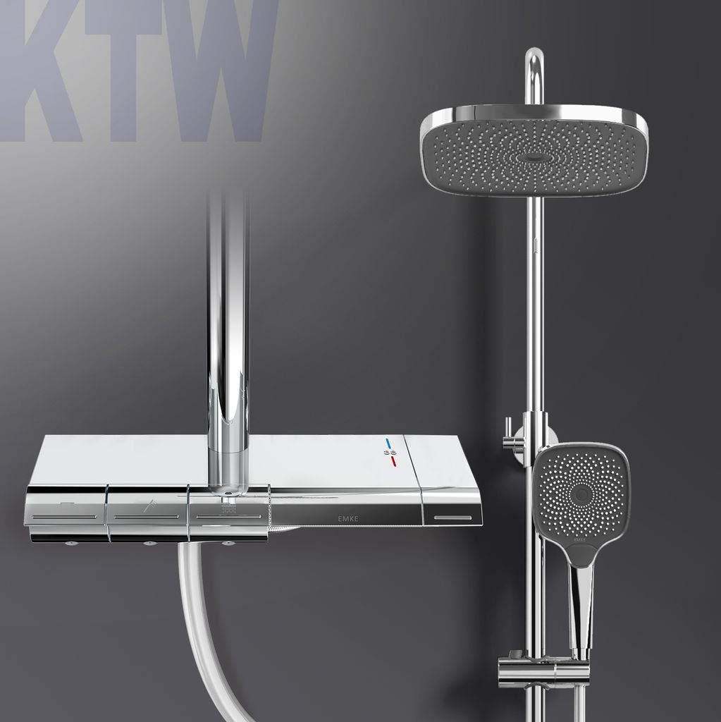EMKE Duschsystem mit Thermostat, 36x24mm Regenduschkopf, Produktbild 
