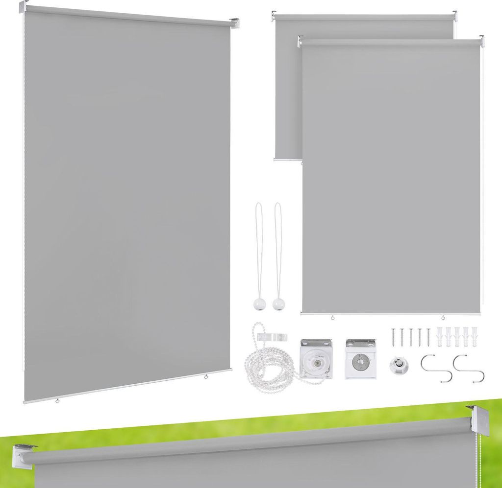 Faziango Senkrechtmarkise 100x140 cm Balkonrollo Hellgrau UV Schutz Sonnenschutz Sichtschutz wasserdicht wetterfest Balkon Terrasse