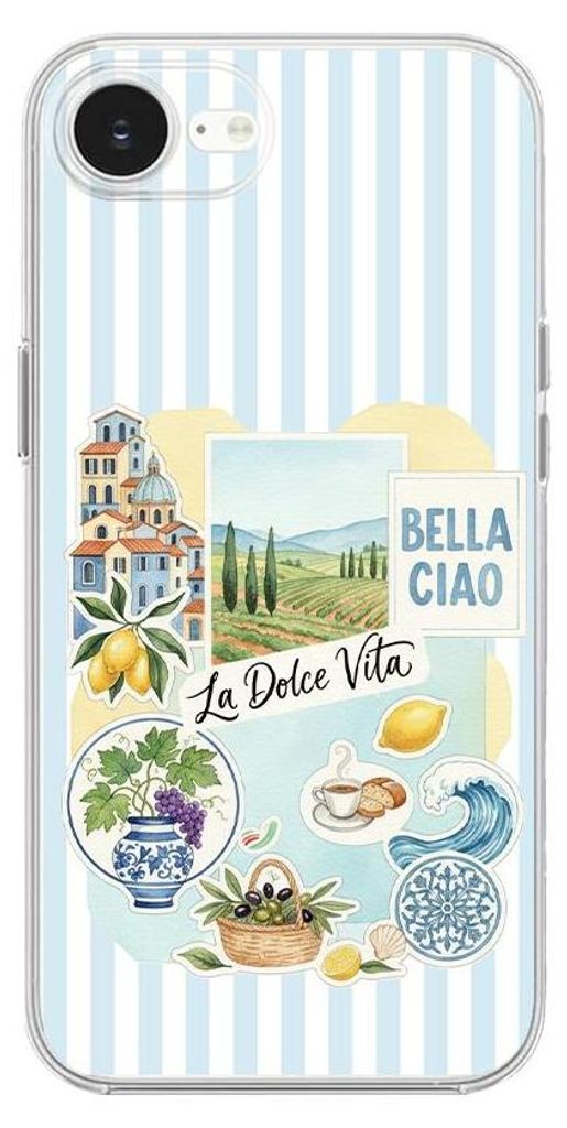 Flexible Hülle für das iPhone 16e, Kameraschutz, TPU Silikon transparent, Urlaub in Italien, italienische Spezialitäten, La Dolce Vita