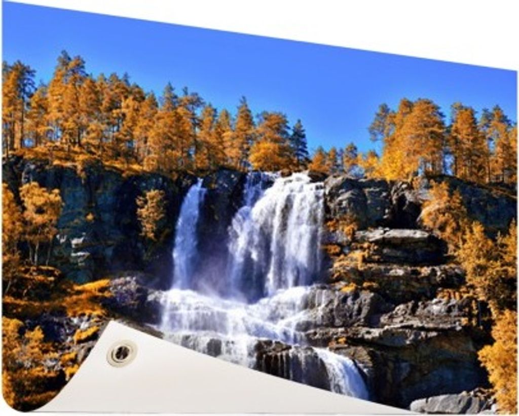 MuchoWow 120x80 cm Outdoor-Poster Gartendeko Sichtschutz Garten Poster für den Garten Wasserfall - Norwegen - Natur