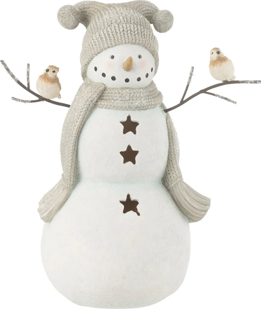 Bonhomme de Neige Incassable en Résine J-Line Petit Modèle Blanc Gris