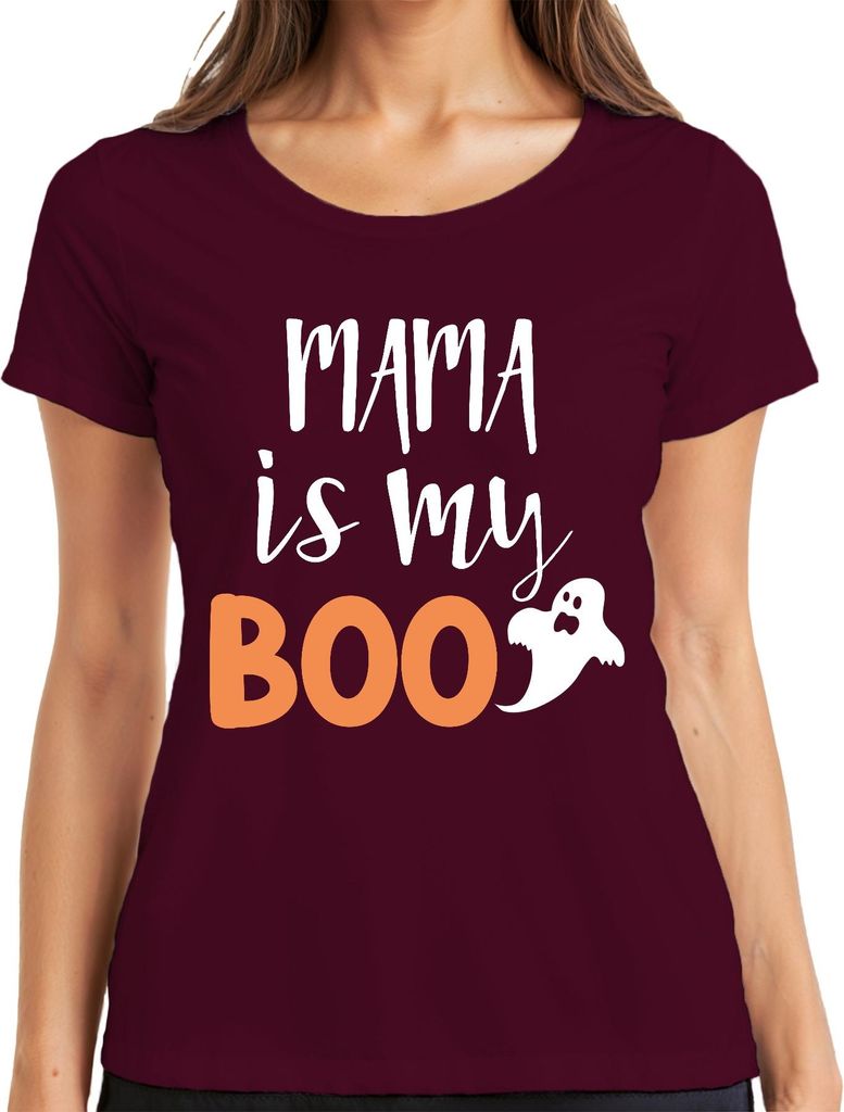 MAMA is my BOO Halloween Mama Geschenk Gespenst Lustig Familie Damen T-Shirt, Burgundy, XL