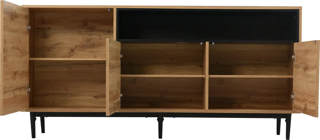 Sideboard Dike avec Étagères Ajustables - Buffet Robuste Chêne Sauvage