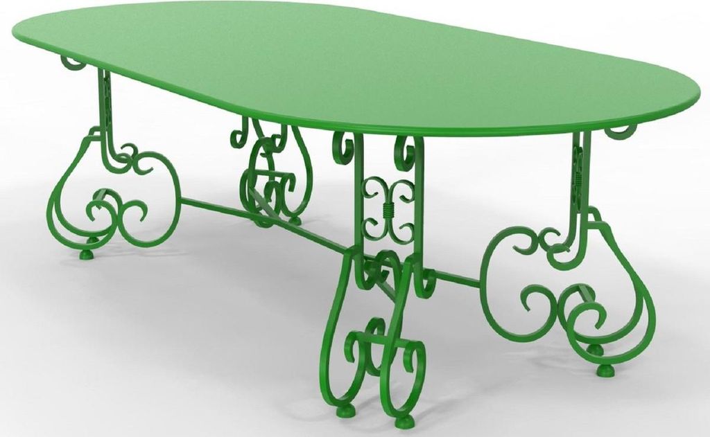 Casa Padrino Jugendstil Gartentisch 245 x 120 x H. 73,5 cm - Verschiedene Farben - Ovaler Schmiedeeisen Garten & Terrassen Tisch - Jugendstil Schmi...
