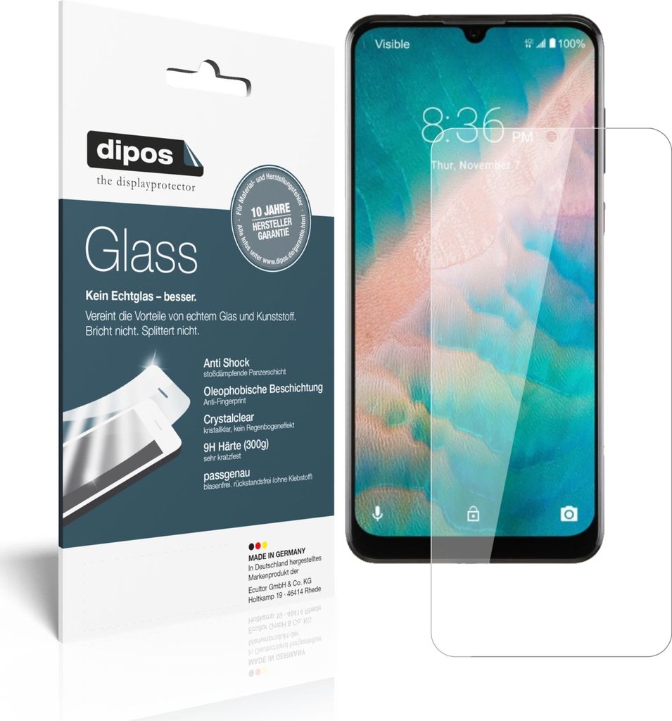 2x Schutzfolie für ZTE Blade 10 Prime - Anti-Shock 9H Folie dipos Glass Kunststoffglas