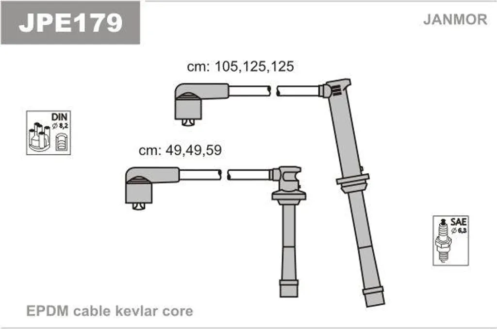 Kit Cavi Candele JANMOR JPE179 Mazda Xedos 9 MX-6 MX-3 V6