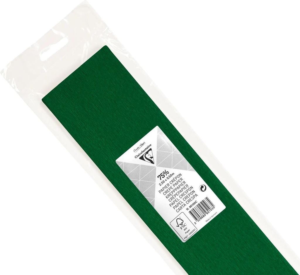 Clairefontaine 10x Krepppapier 1 Blatt 2,50x0,50m Imperialgrün 95150C