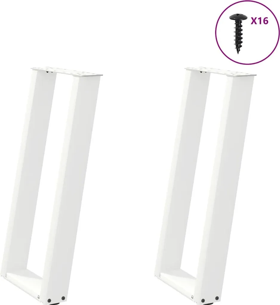 Gambe Tavolo Consolle a U in Acciaio Bianco 2 pz - 38x73 cm Offerta - 1
