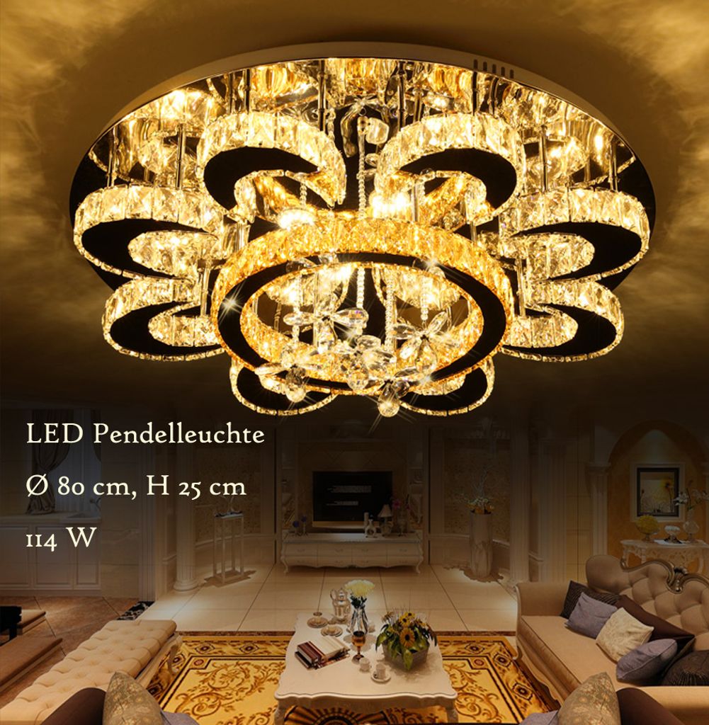 LED Pendel Leuchte Ess Zimmer Lampe Bernstein Farben Kristalle Decken Küchen 