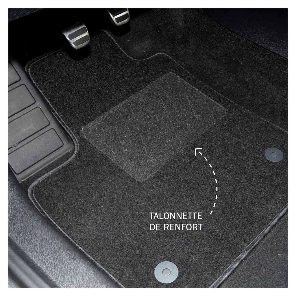 Autofußmatten - Maßgeschneidert für Sandero (2013-2017) - Mit Befestigungsclips - Antirutschmatten - 4 Stück